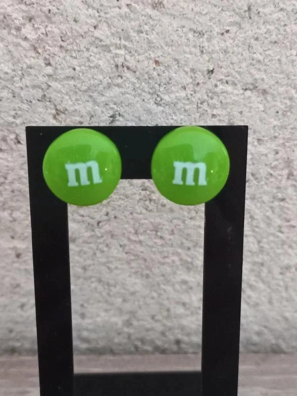 Paire De Boucles D'Oreilles Clou "M&M's" Vert